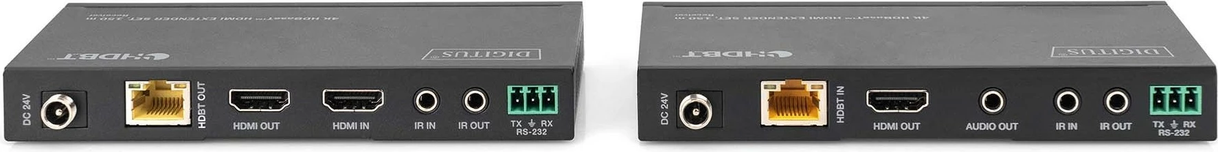 HDBaseT 4K HDMI podaljšek, 150 m, oddajnik in sprejemnik Digitus, črn