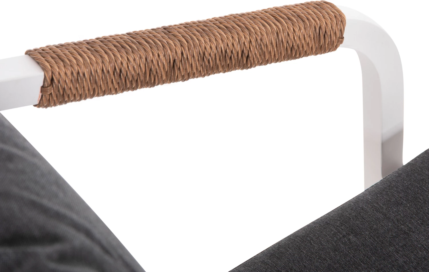 Fotelj MAERLY FH6051.01 bel aluminij-antracit blazine-P.E. ratan v svetlo rjavi barvi 55,5x62,5x85Hcm