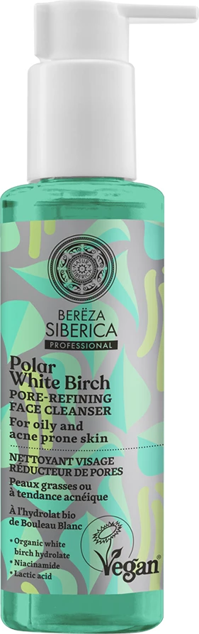Čistilna emulzija za obraz za ženske, Natura Siberica Bereza Siberica Vegan Smoothing Pores, 145 ml
