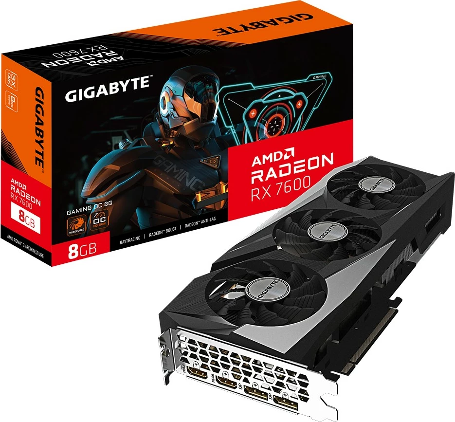 Grafična kartica Gigabyte Radeon RX 7600 OC 8G, 8 GB, GDDR6, PCI Express 4.0, črna
