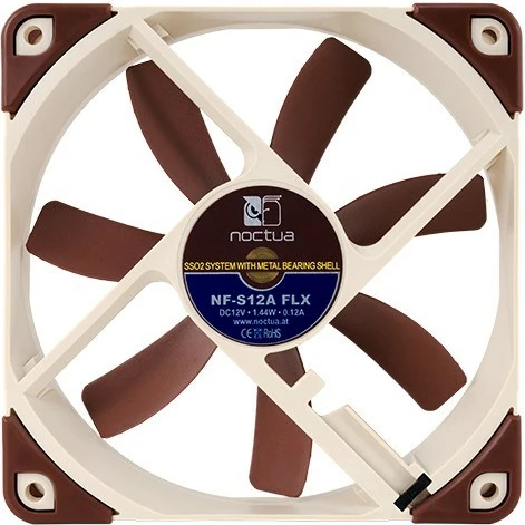 Ventilator za računalniško ohišje Noctua NF-S12A FLX, 12 cm, bež/rjav