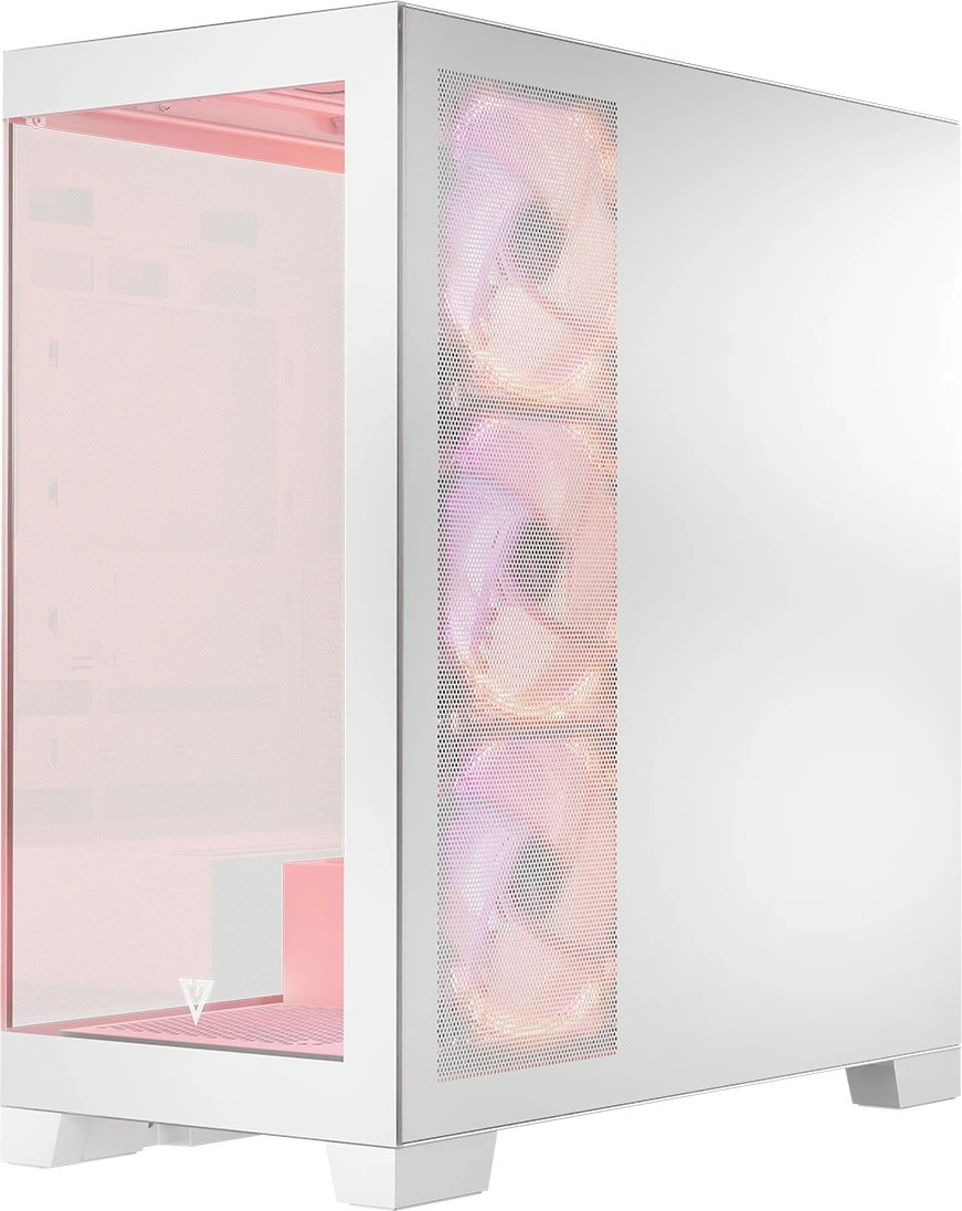 Ohišje MODECOM Volcano Space ARGB, Midi Tower, kaljeno steklo, belo