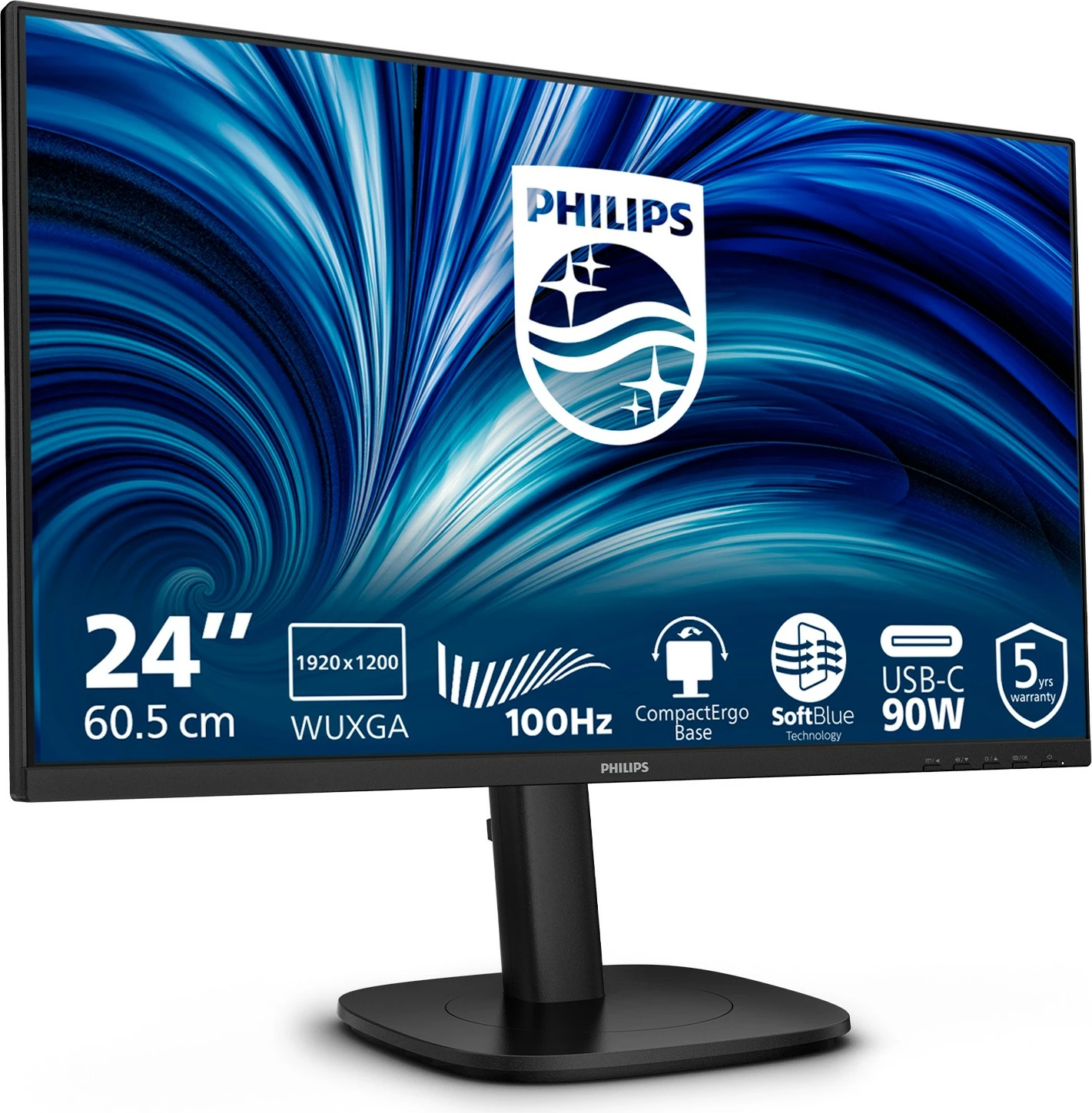 Monitor 24-palčni (60,5 cm) Full HD, 120 Hz, USB-C, HDMI, DP Philips 24B2U3301D, črn