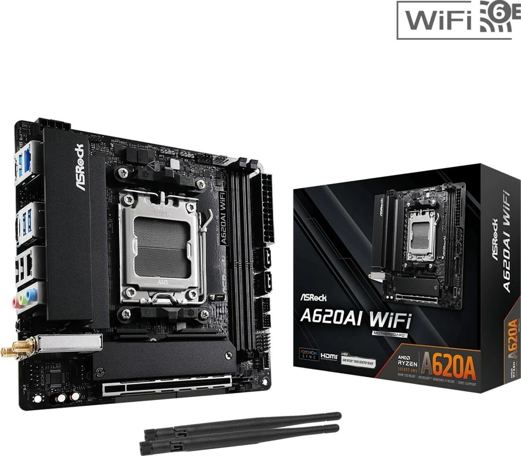 Matična plošča Asrock A620AI WiFi, mini-ITX, Socket AM5, WiFi 6E
