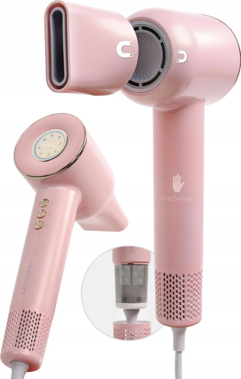 Sušilnik za lase Zehnder Flavia S1000R, 1600 W, roza
