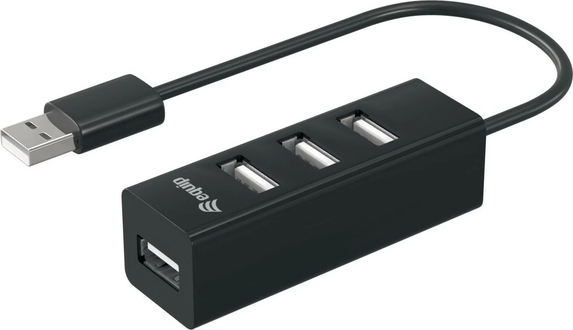 USB razdelilec 4-vratni Equip USB 2.0, črn