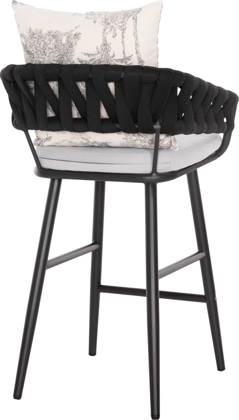 Barski stol aluminij CAMDEN FH6142.01 antracit z ecru hrbtnim vzglavnikom s tiskanim vzorcem 56x60x108Hcm