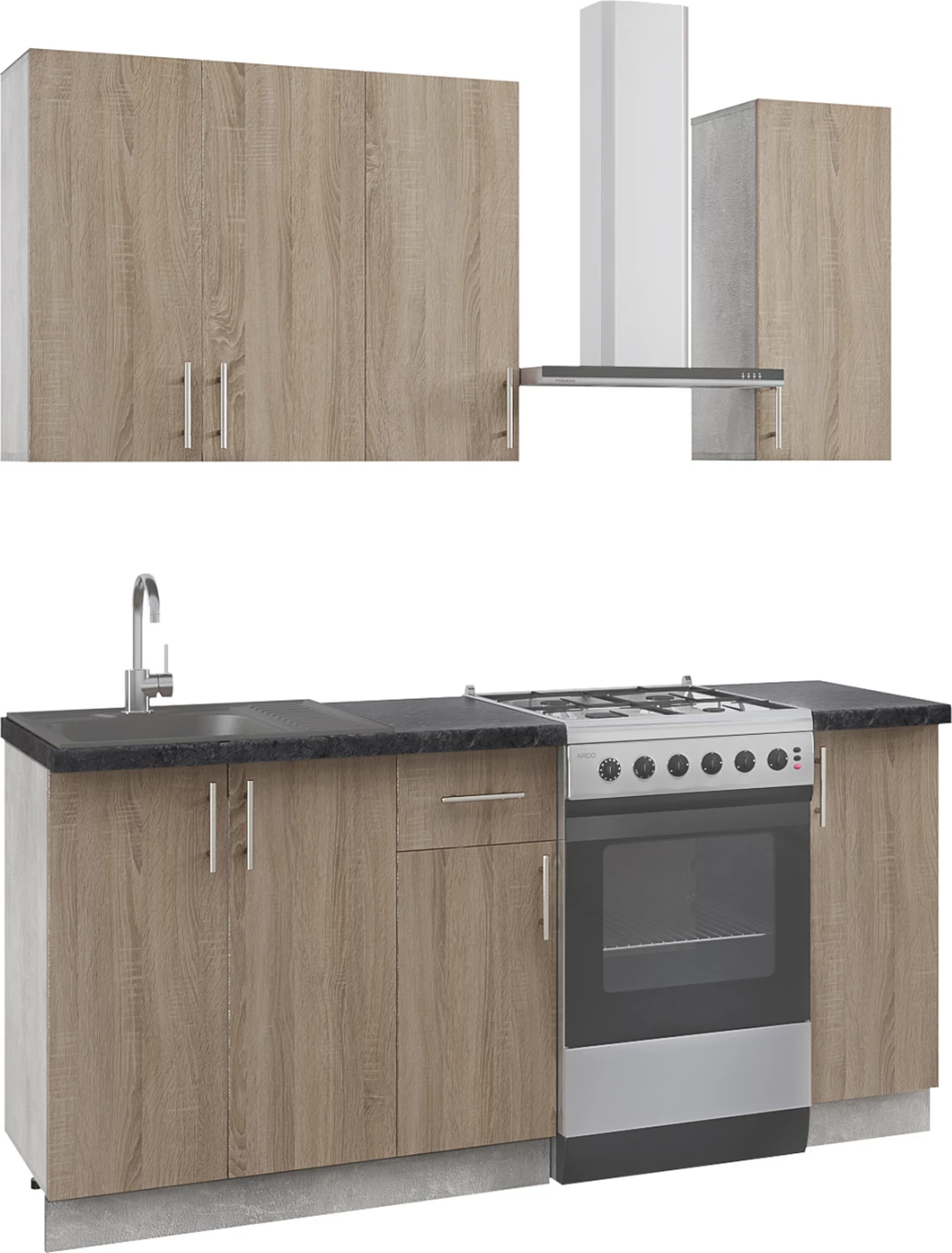 Kuhinjska sestava iz melamina v sonoma barvi s pultom iz laminata 120x47x84,8 cm FH2465.01