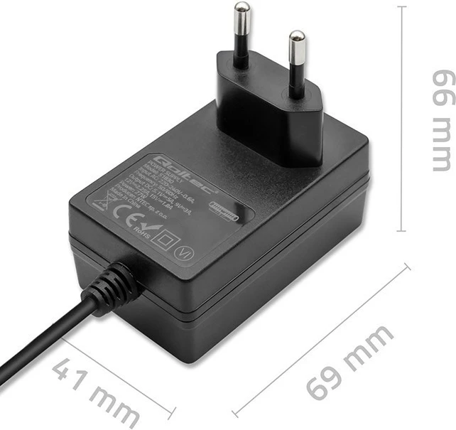 Stenski polnilec za Raspberry Pi 5, USB-C, 27 W, črn, Qoltec 51830