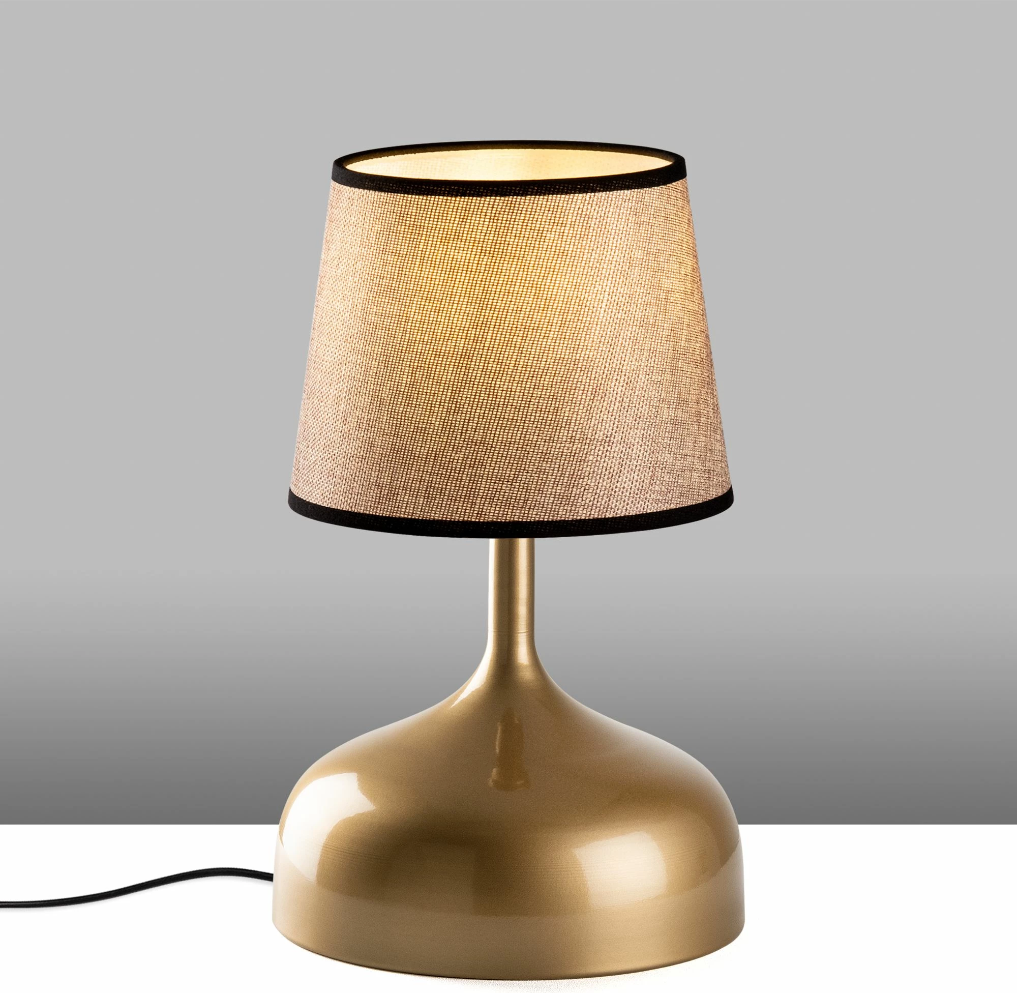 Namizna svetilka v obliki žarnice, zlate in bež barve, Opviq, 31x31x50 cm