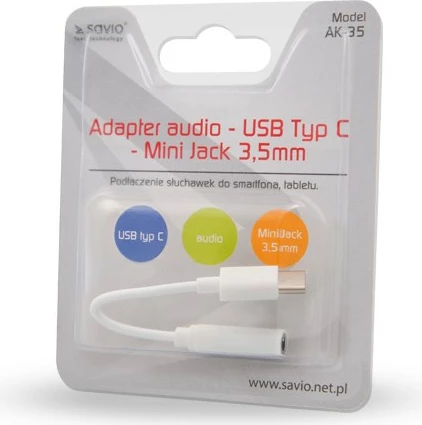 Avdio polnilec Savio USB Type 3.1 C, bel
