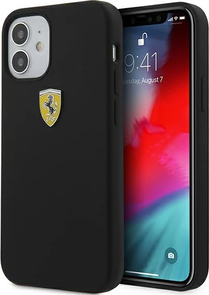 Ovitek Ferrari FESSIHCP12SBK za iPhone 12 mini 5,4", silikon, črn
