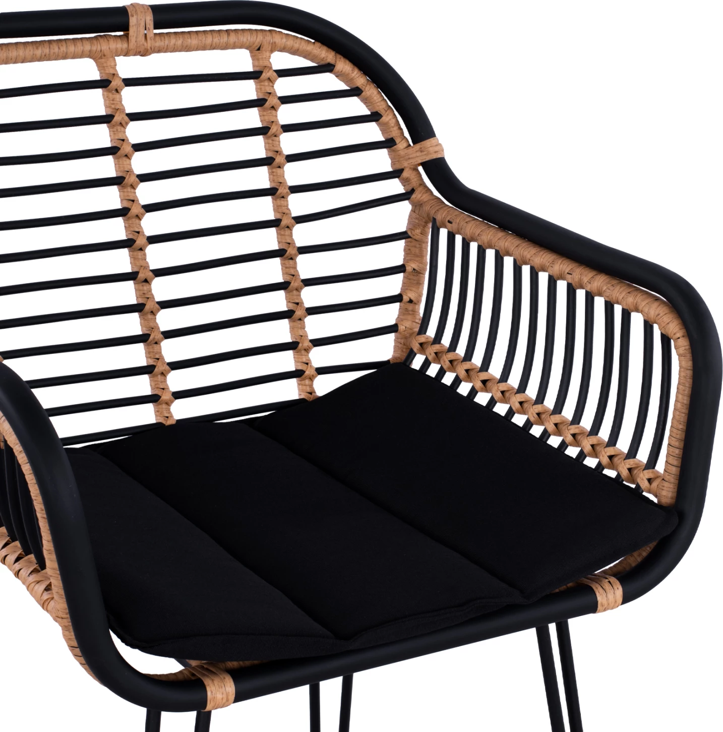 Kovinski barski stol Allegra FH5690 s pletenjem Črno-Bež 55x60x109cm