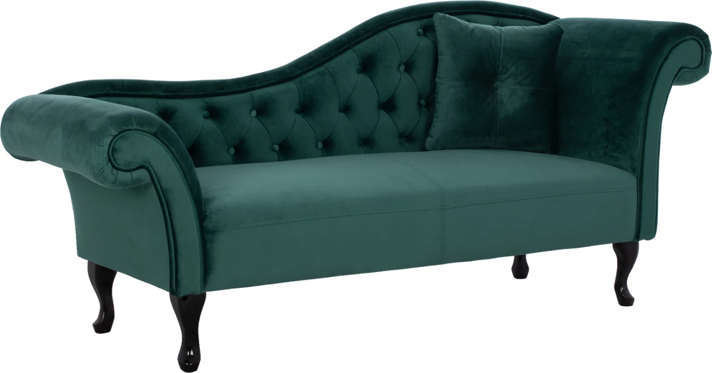 Chesterfield ležalnik Niovi FH3008.03 cipresni žamet desni naslon 187x61x82