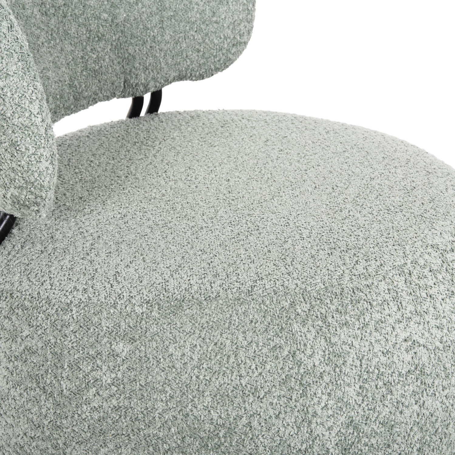 Okrogli lounge stol KARSEN FH9598.05 v pistacija zeleni bouclé tkanini 75x75x75H cm