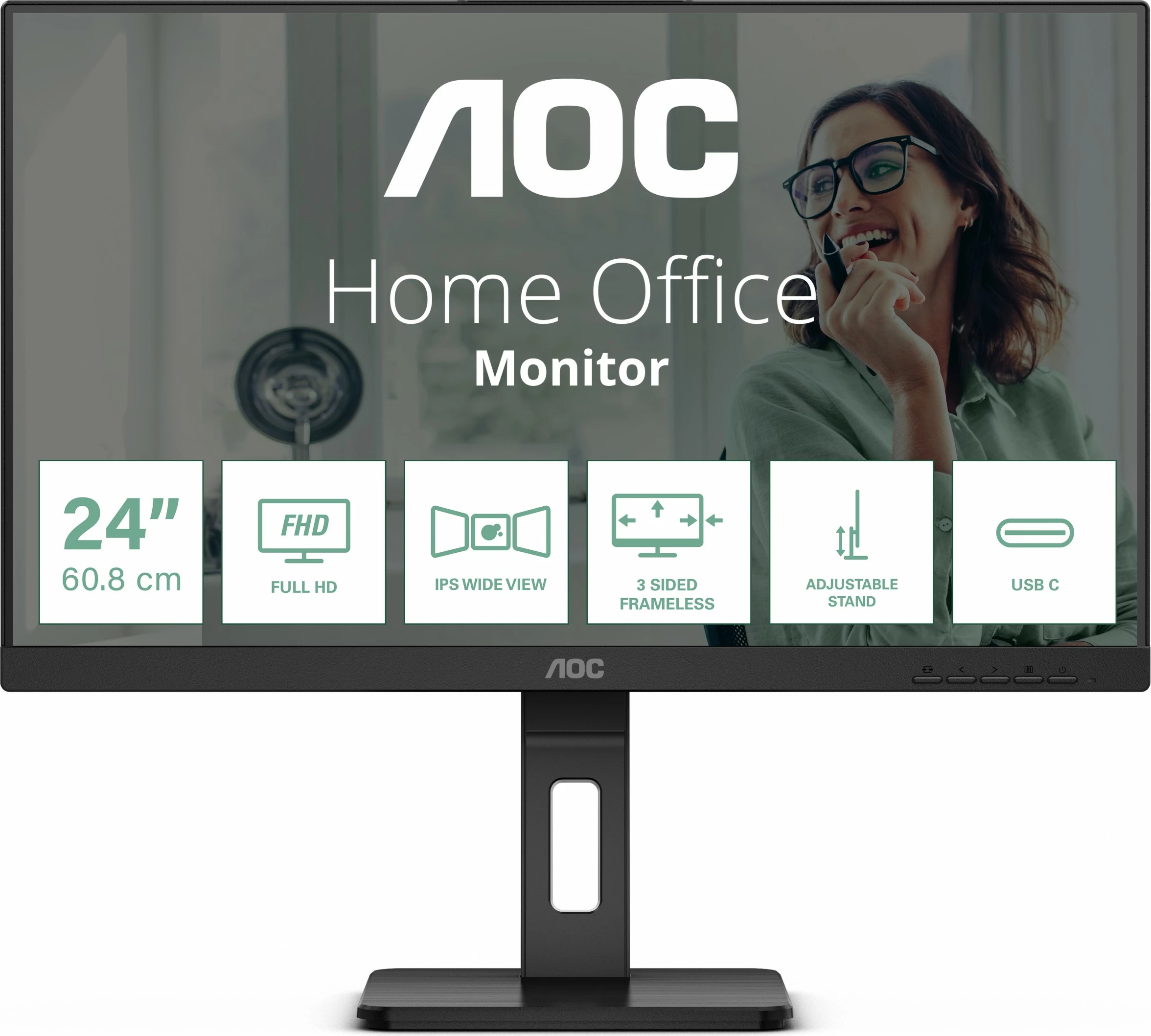 23,8" monitor AOC 24P3CV, Full HD, LED, 4 ms, črn