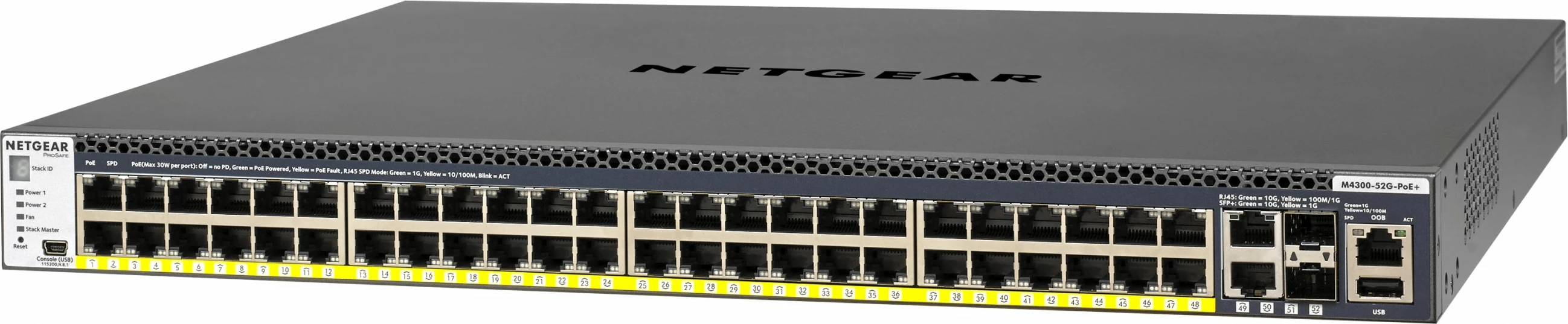 Upravljen preklopnik NETGEAR M4300-52G-PoE+, 550W, Gigabit Ethernet, 1U rack