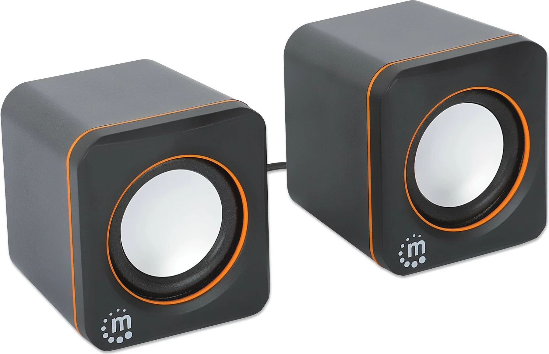 Stereo zvočniki, Manhattan 2600 Series, 2.0 kanal, 6 W, USB-A/USB-C, črno/oranžni