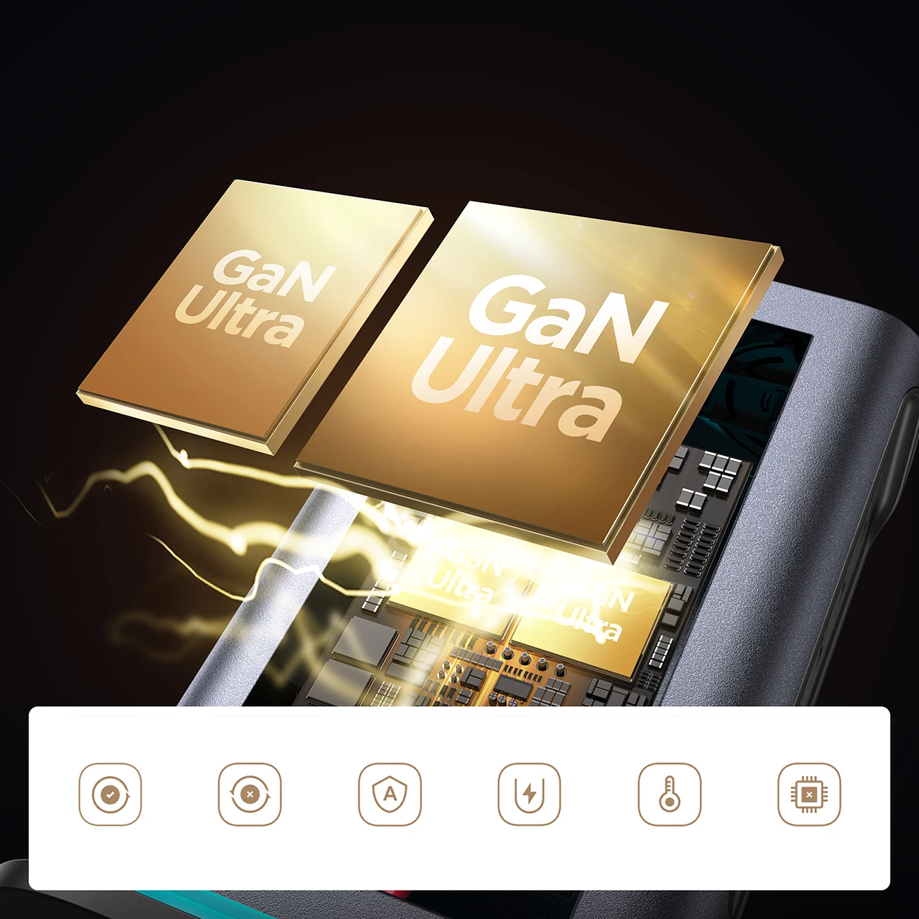 Stenski polnilec 65 W, 4x USB-C, 2x USB-A, GaN, temno siv, Joyroom JR-TCM02