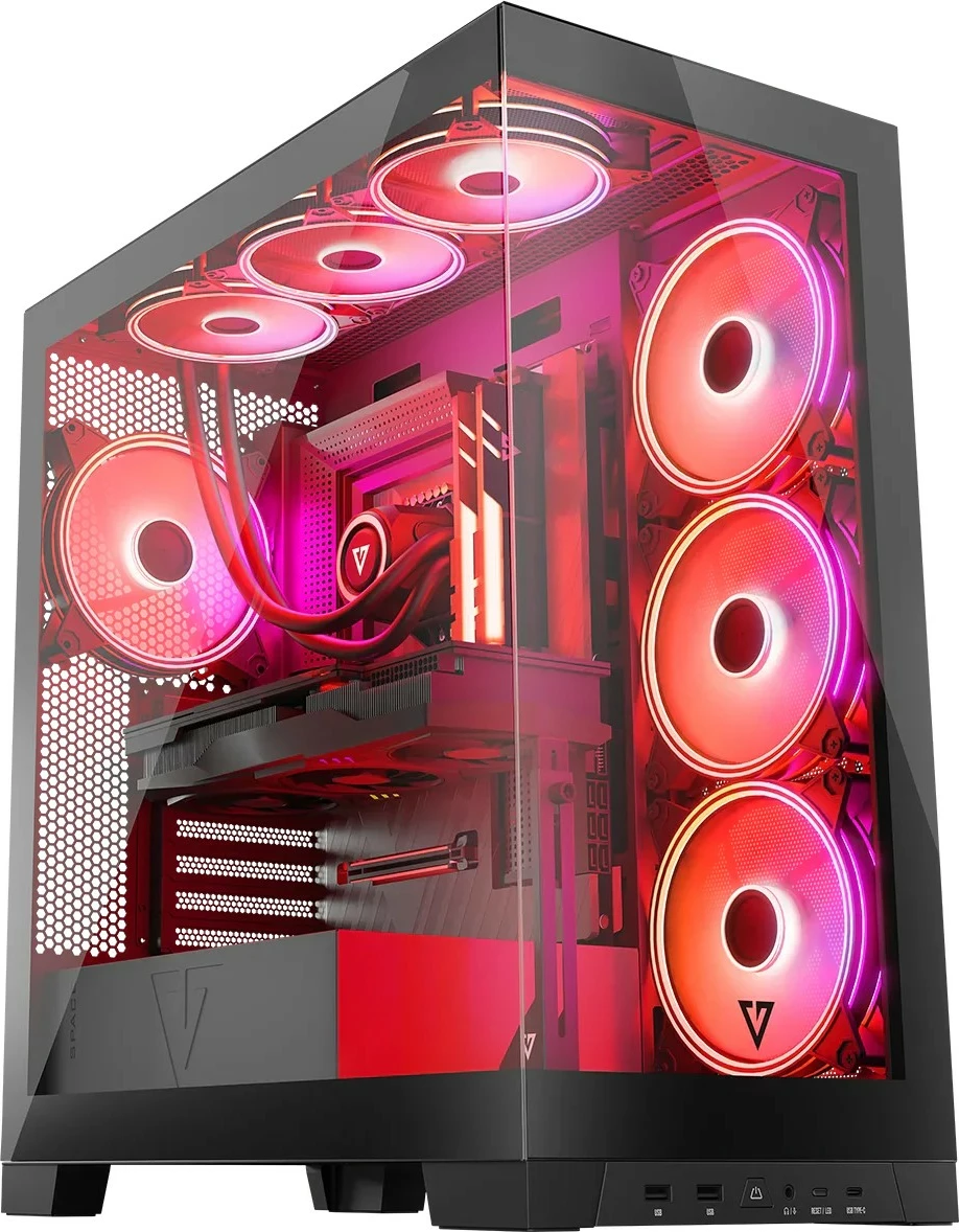 Računalniško ohišje MODECOM Volcano Space ARGB, Midi Tower, kaljeno steklo, črno