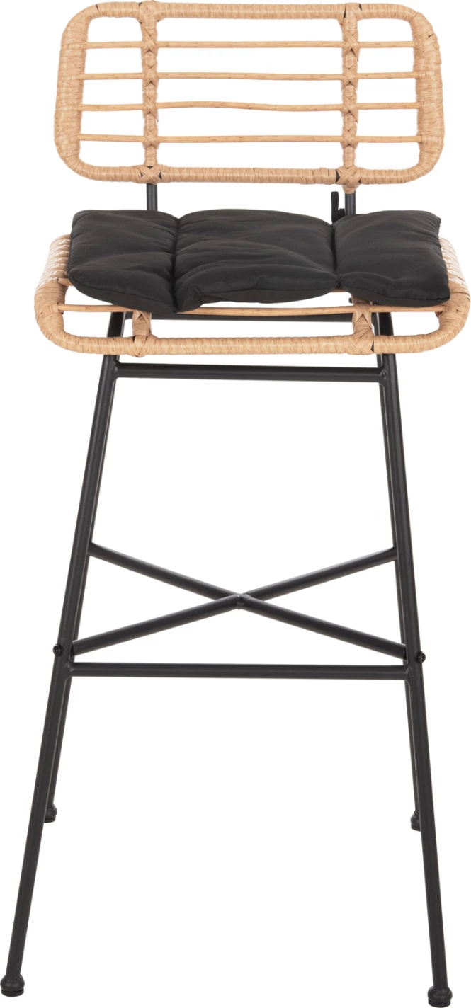 Barski stol z visokim sedežem ALLEGRA FH5708.11 kovina in blazina v črno-bež pletenini 48x49x99,5H cm