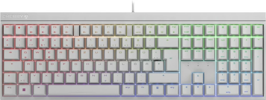 Mekanična igralna tipkovnica Cherry MX 2.0S RGB, žična, USB, QWERTZ, bela
