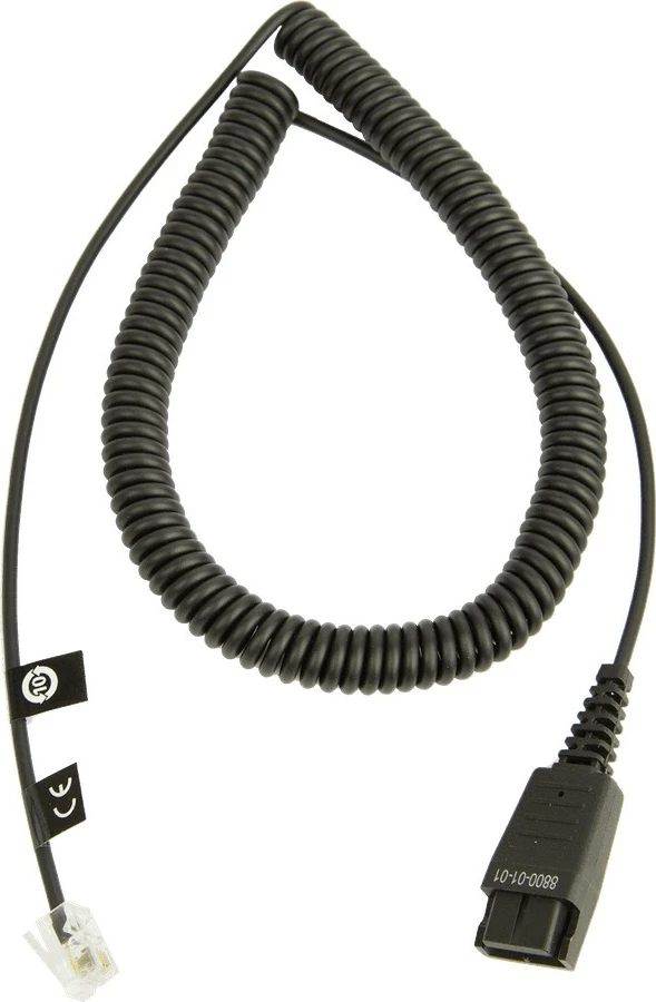 Spiralni kabel QD na RJ9, Jabra, 2 m, črn