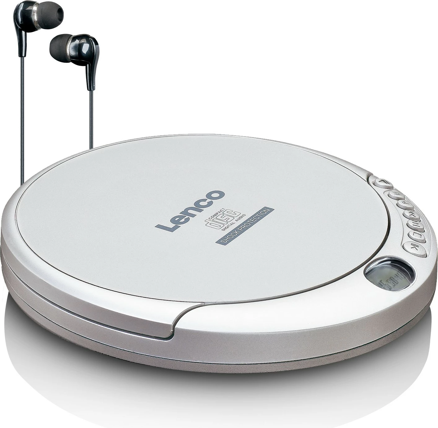 Prenosni CD-predvajalnik Lenco CD-201, MP3, LCD, slušalke, srebrn