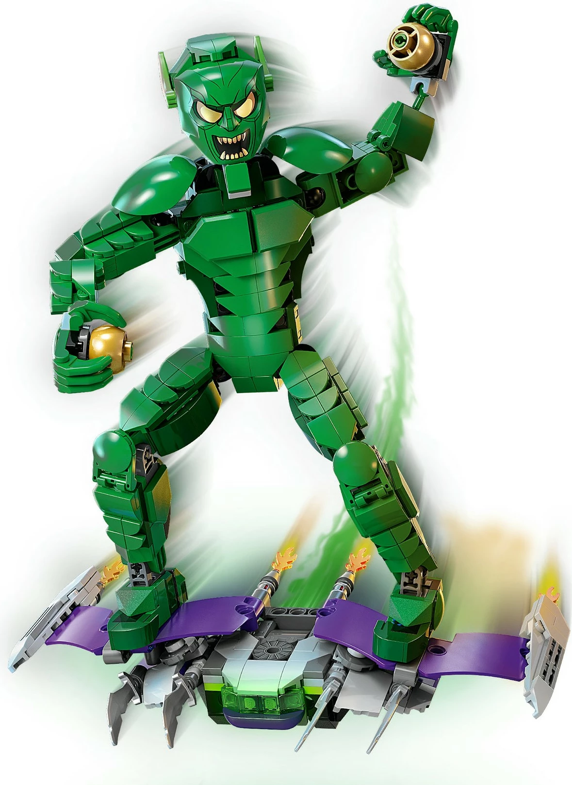 Gradbeni set Green Goblin LEGO Marvel 76284, gradljiva figura, večbarven