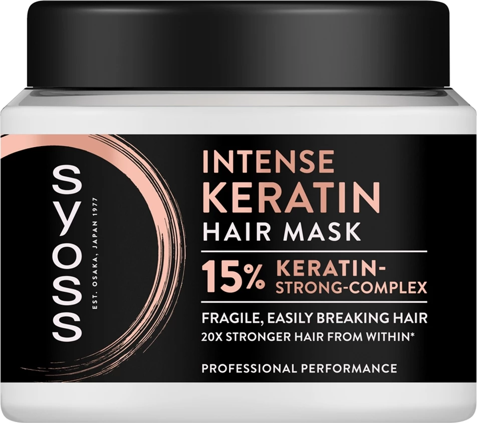 Maska za krhke lase Intense Keratin Syoss, za ženske, 400 ml