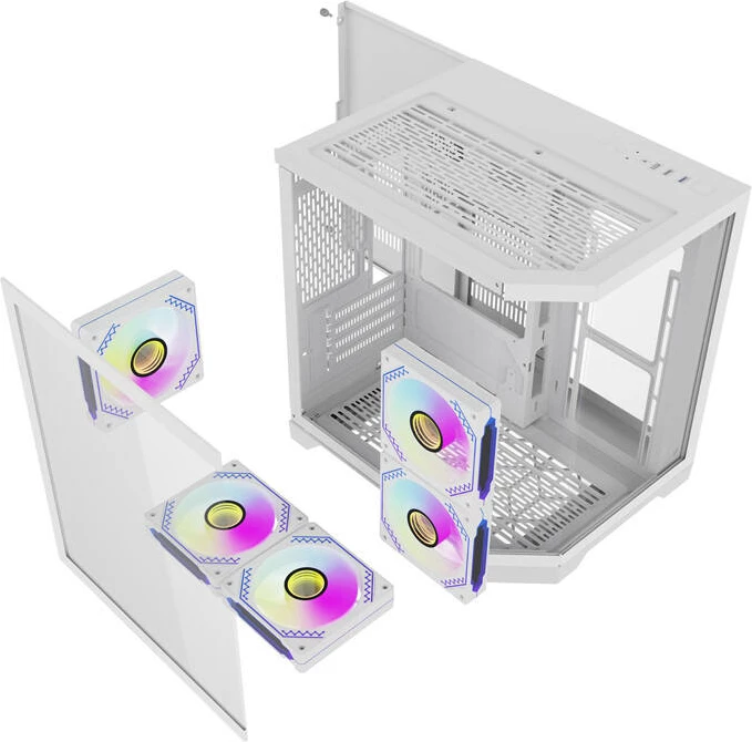 Računalniško ohišje Darkflash FT350, 5 ARGB ventilatorjev, belo