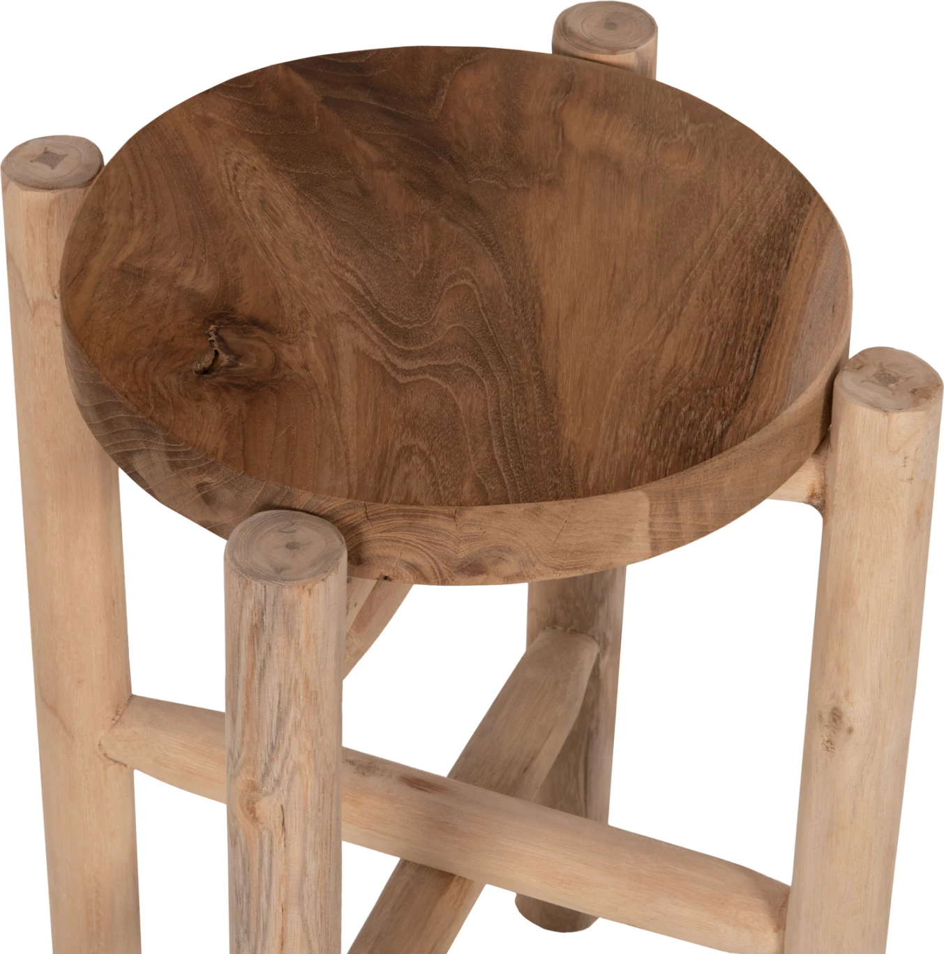 Stranska miza/podstavek HOVER FH7900 iz tikovine v naravni barvi Φ30x50Hcm