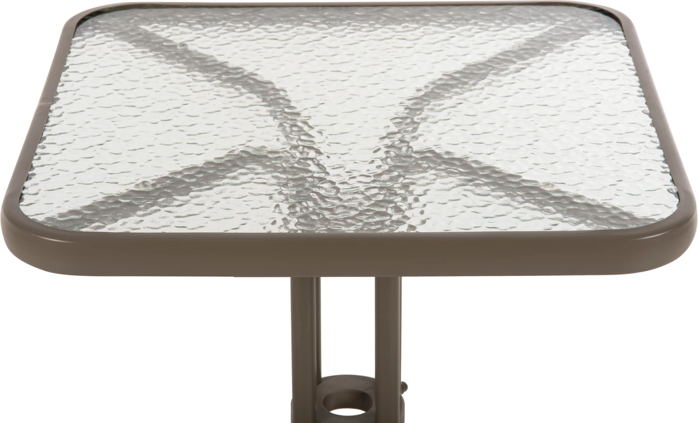 Zunanji kvadratni miza FIGO FH5035.04 v barvi šampanjca kovinsko-steklena plošča 60Χ60Χ70Hcm