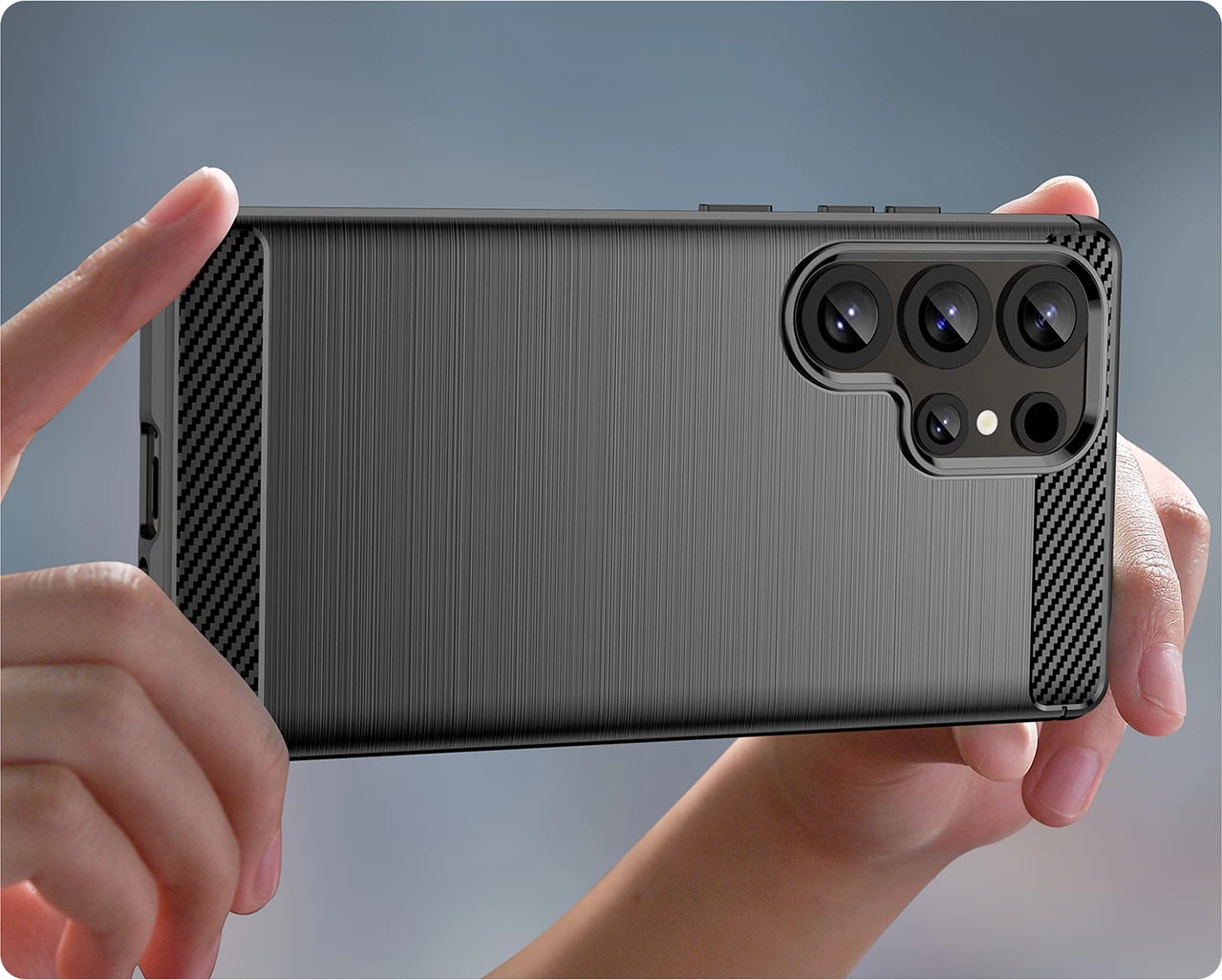 Ovitek za telefon Hurtel Carbon Case za Samsung Galaxy S25 Ultra, TPU, črn