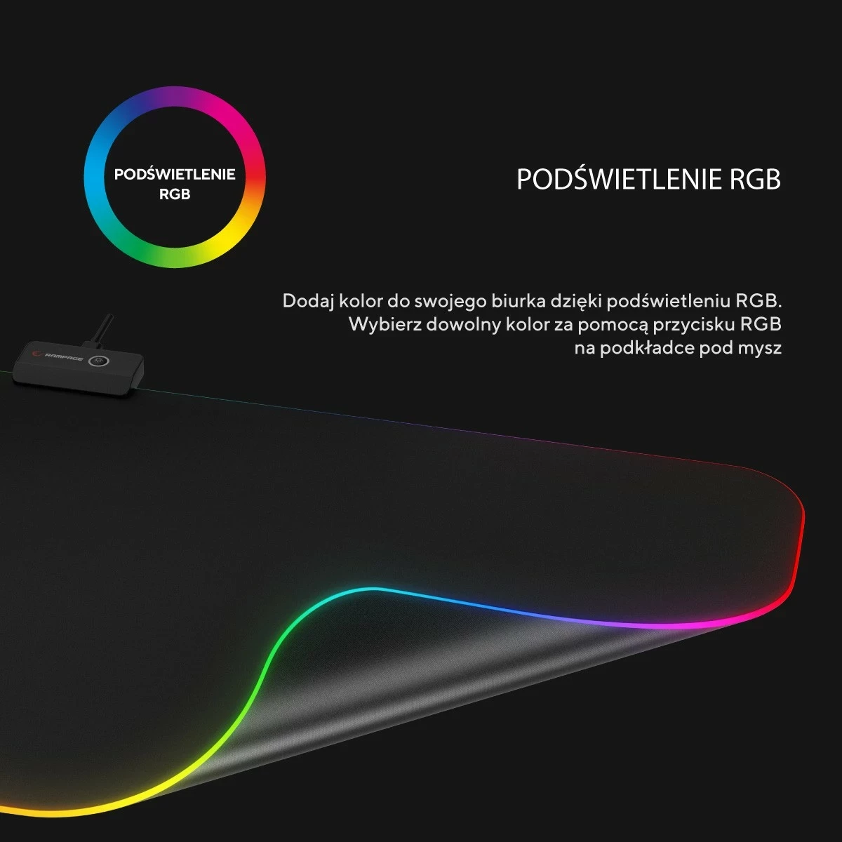 Podloga za miško Rampage MP-24 RGB, XL, črna