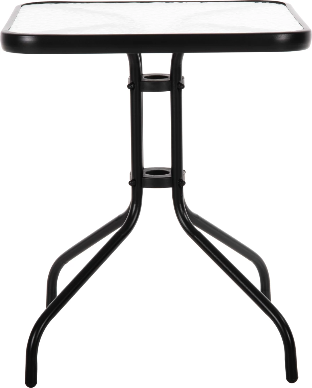 Zunanja miza kvadratna FIGO FH5035.03 iz črnega kovinsko-steklenega materiala 60Χ60Χ70Hcm