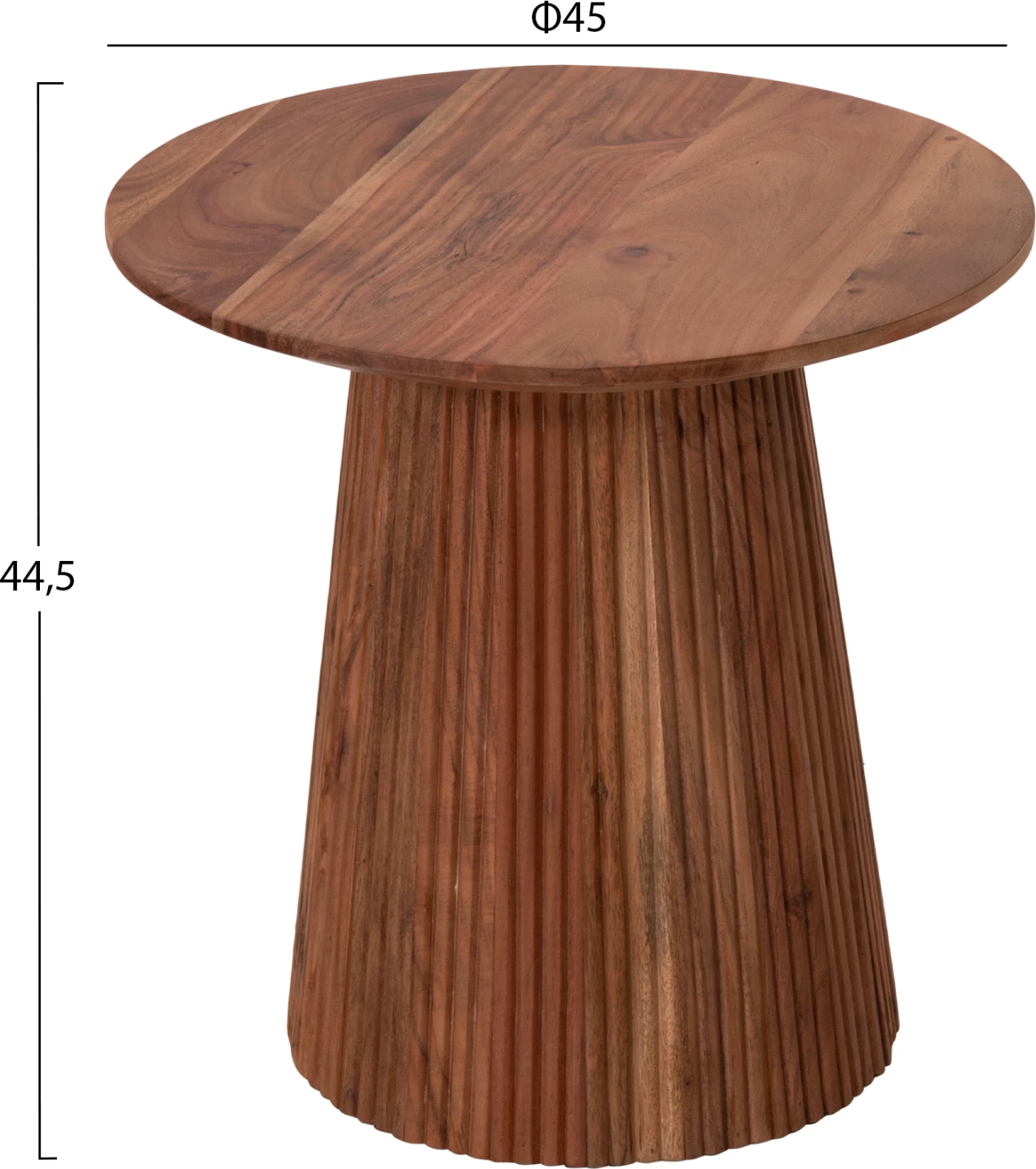 Okrogla stranska miza GROOT FH9698 iz masivnega akacijevega lesa - naravna barva Φ45x44Hcm