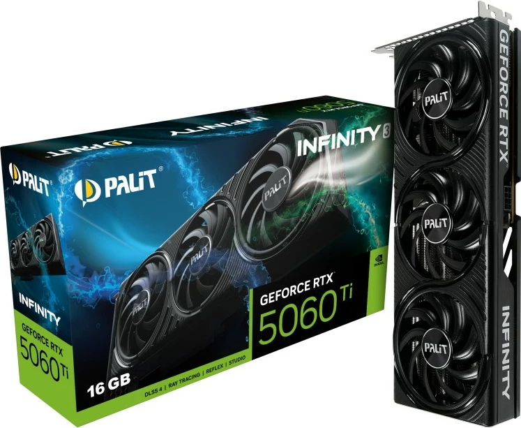 Grafična kartica Palit GeForce RTX 5060 Ti Infinity 3, 16 GB GDDR7, PCI Express 5.0, črn