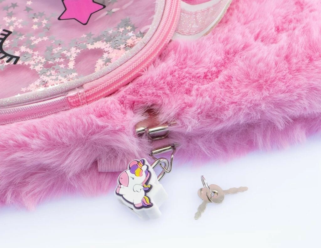 Maxi planer z motivom samoroga, ločljiva kozmetična torbica, 3 barvna pisala, rožnat Nice