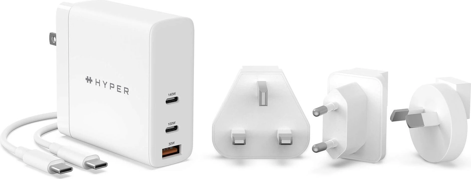 Univerzalni polnilec HyperJuice 140W GaN, Targus, 2x USB-C, bel