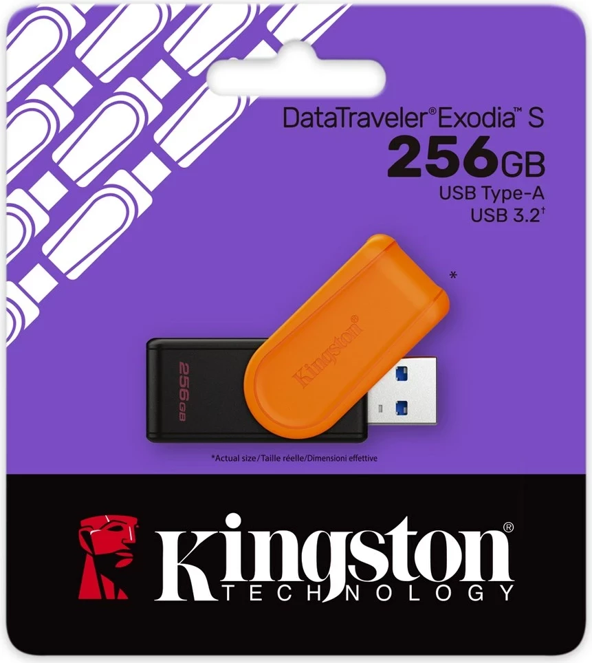 Prenosni USB 256GB, Kingston DataTraveler Exodia S, USB 3.2, črn/oranžen