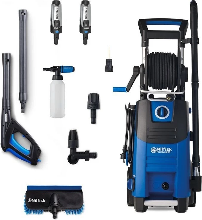 Visokotlačni čistilec Nilfisk, 650 l/h, črno/moder