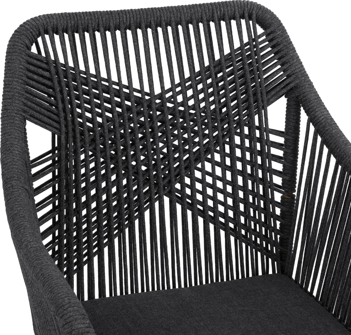 Aluminijasti naslanjač MYRTIA FH5549.01 s sivim vrvjo in orehovimi nogami 62x63x90Hcm
