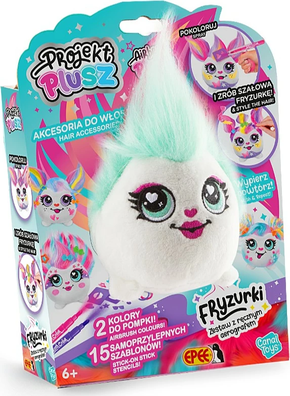 Kreativni set plišaste igrače z ročnim airbrushom Project Plusz Fryzurki, Epee, večbarven