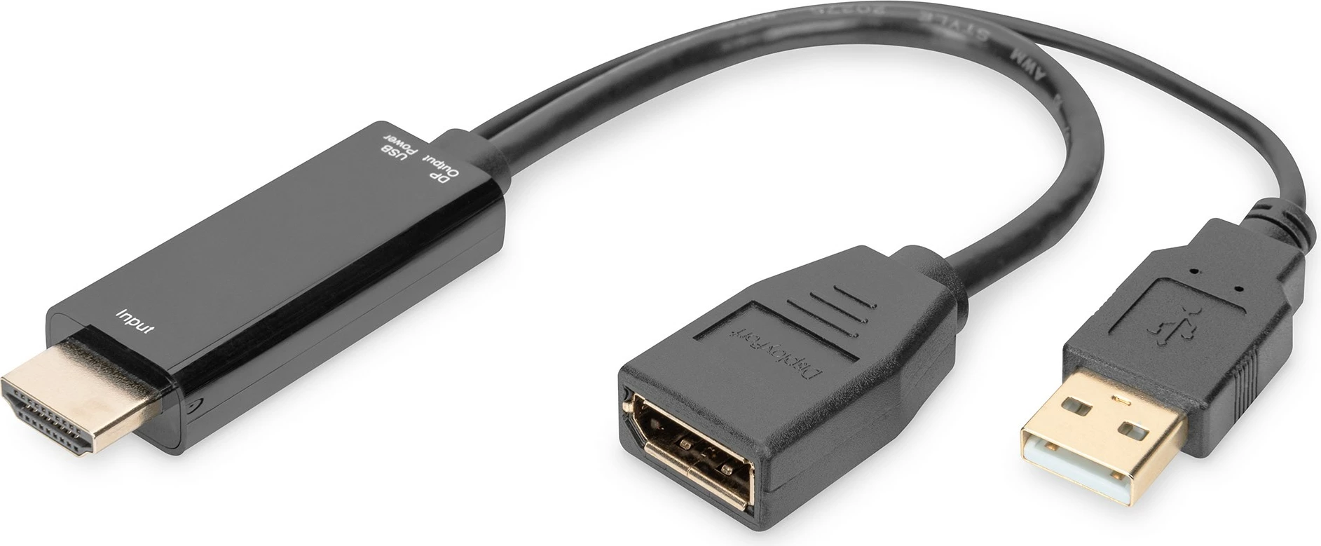 Adapter HDMI v DisplayPort Digitus 4K, 0,2 m, črn