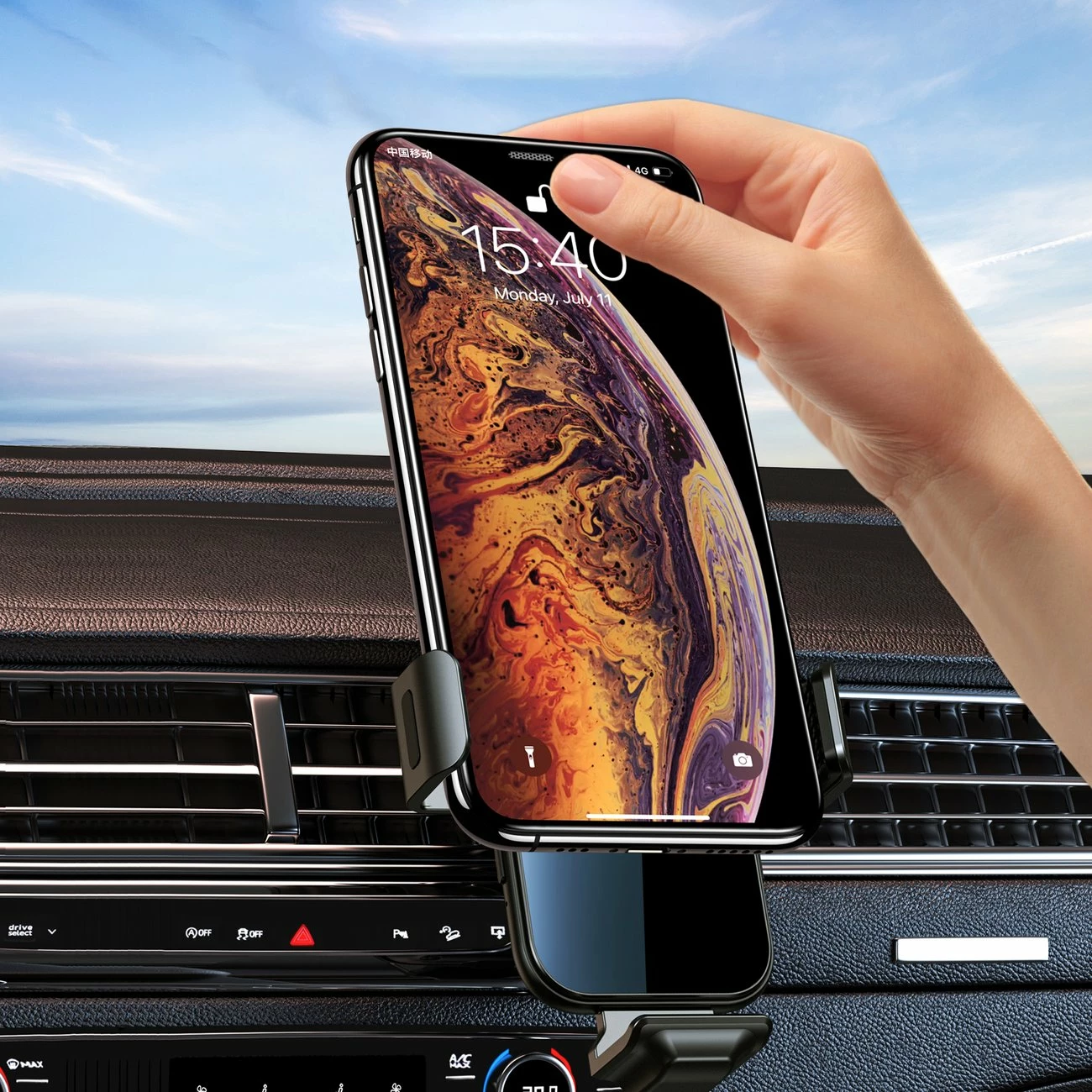 Brezžični polnilec in nosilec Choetech T201-F za avto, z magnetnimi adapterji, črn