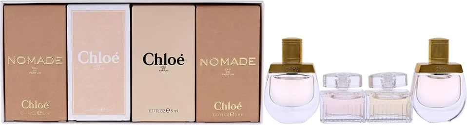 Set parfumov za ženske Chloe — Nomade Eau de Toilette, Rose Tangerine Eau de Toilette, Chloe Eau de Parfum, Nomade Eau de Parfum, 4 kosa x 5 ml