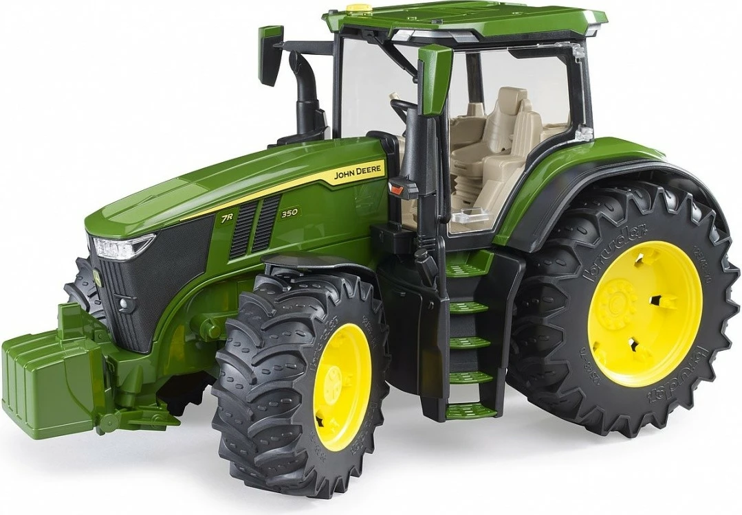 Igrača traktor BRUDER John Deere 7R 350, plastika, merilo 1:16, zelen, črn, rumen