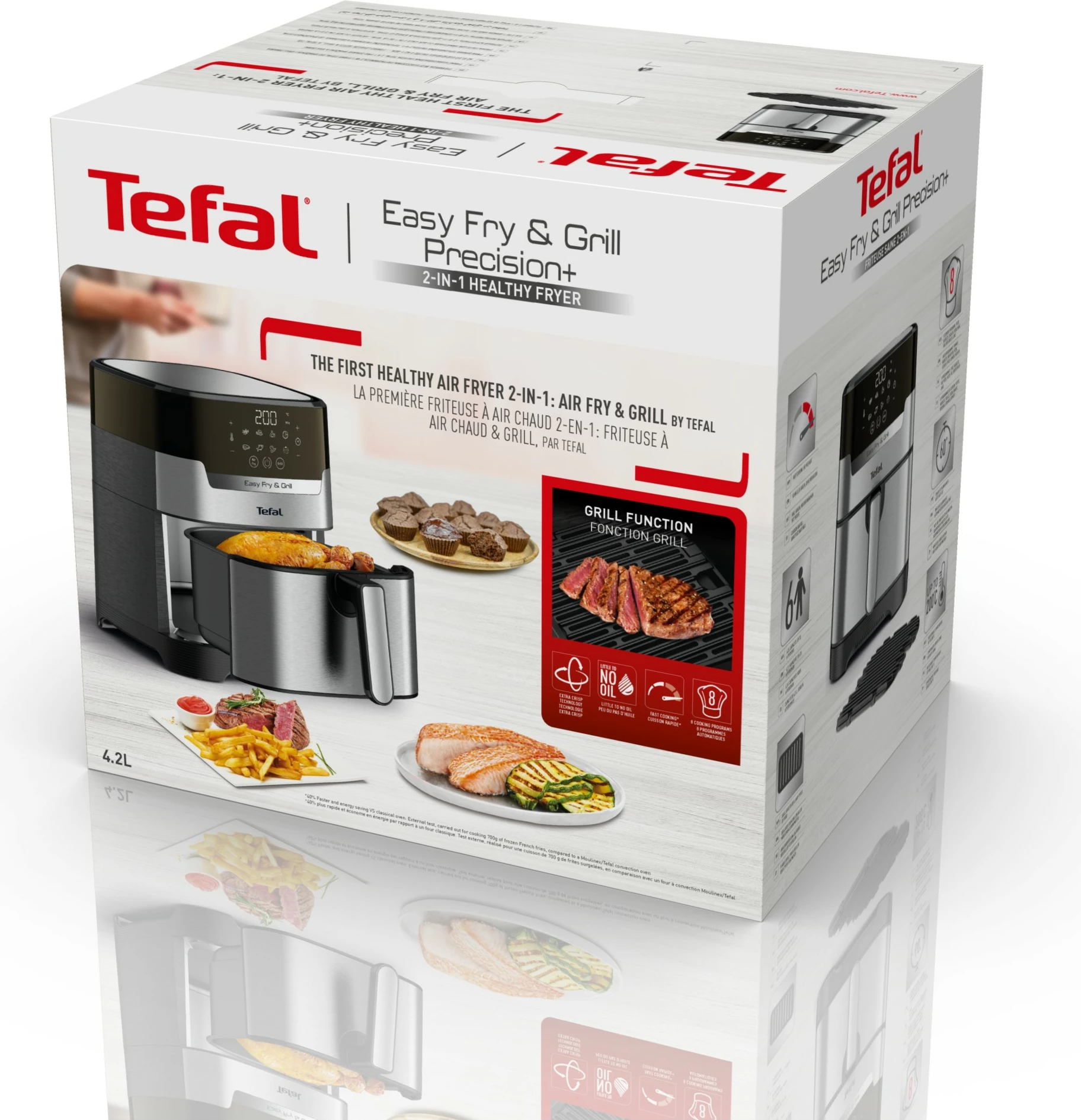 Friteznik na vroč zrak, Tefal Easy Fry & Grill EY505D, 4,2 L, nerjaveče jeklo