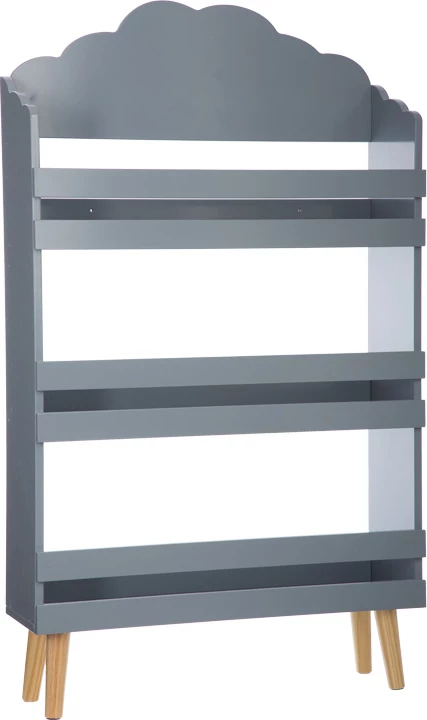 Polica za knjige Penzia, MDF, siva z nogami v naravni barvi, 58x18x100 cm